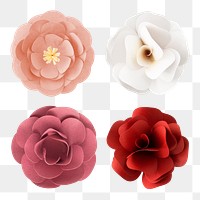 Red and white 3D flower papercraft png