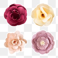 Pastel paper flower sticker png set