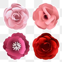 Pink paper flower sticker png set