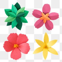 3D paper flower png set