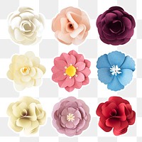 Tropical flower sticker paper craft png set