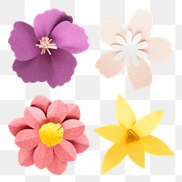 Tropical flower  paper craft png set