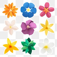 Tropical paper flower sticker png set