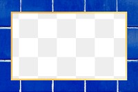 Blue tile pattern png frame design space