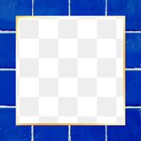 Blue tile pattern png frame design space