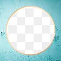 Gold round frame png peeled texture