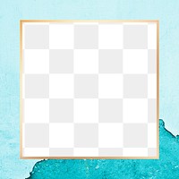 Gold square frame png peeled texture
