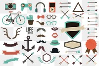 Hipster paper craft set design element