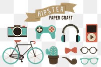 Hipster paper craft set design element