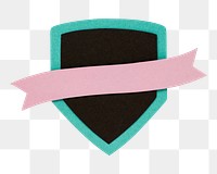 Badge with pink ribbon design element