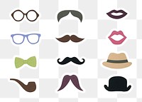 Hipster paper craft icon sticker set design element