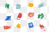 Block printing png colorful pattern on transparent background