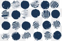 Block print png circle pattern background in blue 