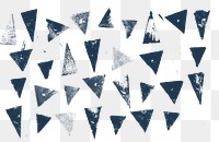 Block print png triangle pattern background in blue