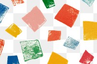 Square png pattern background with colorful DIY block prints