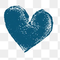 Heart sticker png blue block print