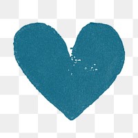 Heart sticker png blue block print