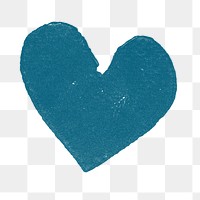 Heart sticker png blue block print