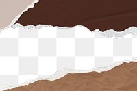 Ripped paper border frame png earth tone handmade transparent background