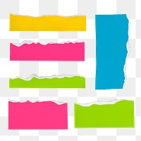 DIY ripped paper craft png in colorful style set