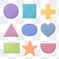 Png cute geometric shapes dry clay colorful graphic for kids set