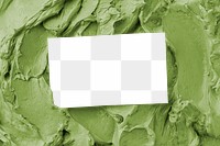 Png business card mockup on green frosting texture