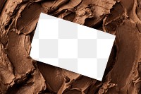 Png business card mockup on chocolate frosting texture