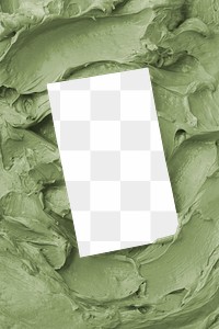 Png business card mockup on green frosting texture