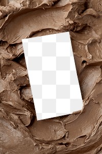 Png business card mockup on chocolate frosting texture
