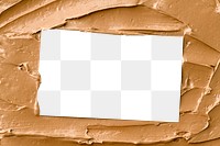 Png business card mockup on caramel brown frosting texture