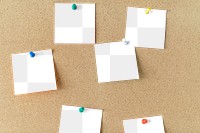 Paper png mockup, note pinned on corkboard