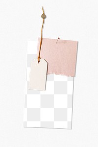 Transparent note png, paper mockup, pinned on white wall