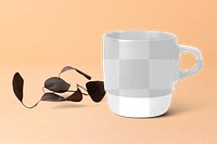 Minimal ceramic mug mockup png in transparent