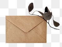 Brown letter envelope mockup png stationery on the table