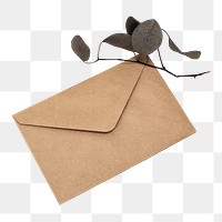 Brown letter envelope mockup png stationery on the table
