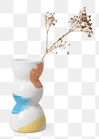 Acrylic painted vase mockup png in aesthetic creative style