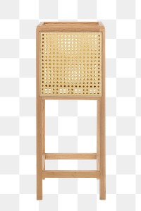 Rattan plant stand mockup png in light wood