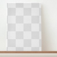 Canvas png mockup on a wooden shelf