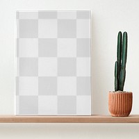 Canvas png mockup on a wooden shelf