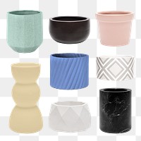 Png plant pot mockup set for houseplants