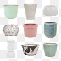 Png plant pot mockup set for houseplants