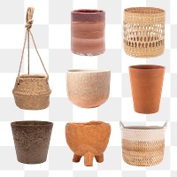 Png plant pot mockup set for houseplants