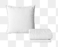 Bedding set png, white pillow and bed sheet isolated object design