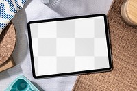 Png tablet screen mockup on table