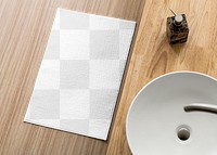 Png bathroom mat mockup, transparent fabric