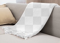 Png woven blanket mockup, transparent fabric
