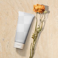 Png cosmetic tube mockup, beauty product packaging 