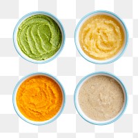 Baby food png cut out, organic puree combinations