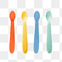 Baby spoon png cut out, colorful set