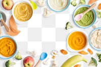 Png food frame background with baby food ingredients